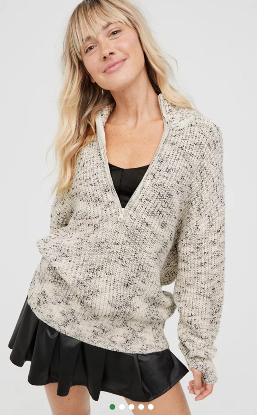 Aerie Quarter Zip Pullover Sweater